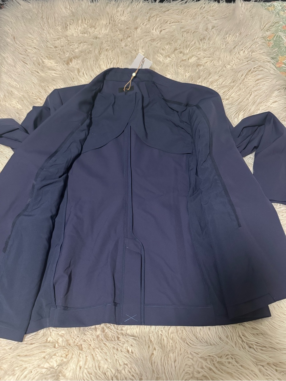 Quince Scuba Single Breasted Convertible Blazer Size XL Deep Navy NWT - Picture 10 of 15